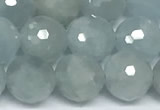 CAQ946 15 inches 8mm faceted round aquamarine beads