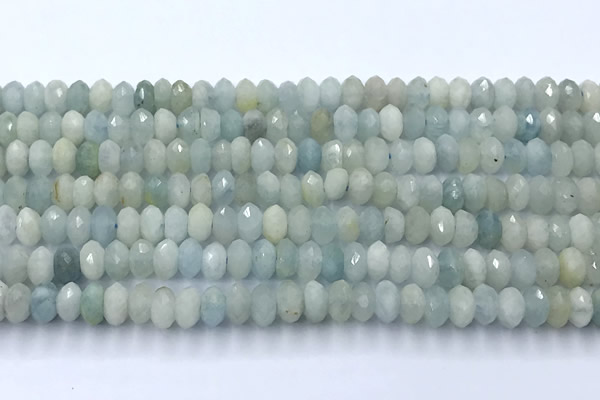 CAQ953 15 inches 6*8mm faceted rondelle aquamarine beads