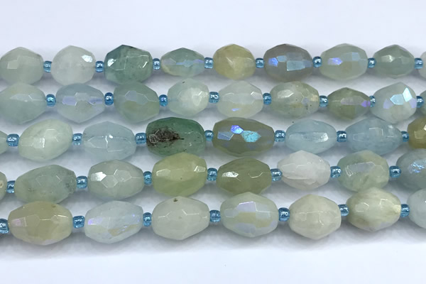 CAQ963 15 inches 9*11mm - 13*18mm faceted nuggets AB-color aquamarine beads