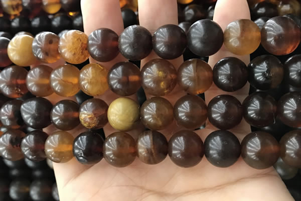 CAR222 15.5 inches 12mm round natural amber beads wholesale