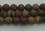 CAR360 15.5 inches 4mm round matte red artistic jasper beads