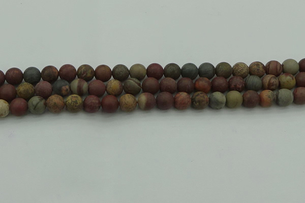 CAR361 15.5 inches 6mm round matte red artistic jasper beads