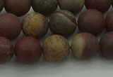 CAR362 15.5 inches 8mm round matte red artistic jasper beads