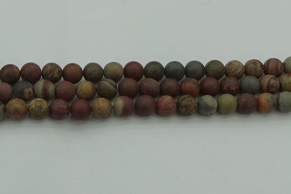 CAR363 15.5 inches 10mm round matte red artistic jasper beads