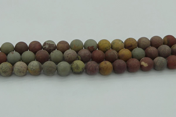 CAR364 15.5 inches 12mm round matte red artistic jasper beads