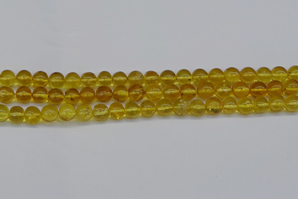 CAR552 15.5 inches 7mm - 8mm round natural amber beads wholesale