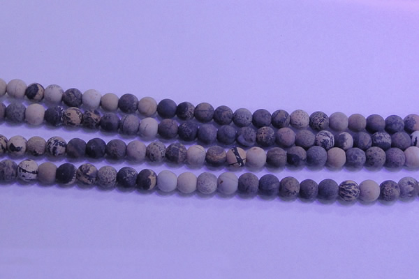 CAR61 15.5 inches 6mm round matte yellow artistic jasper beads