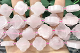 CARV02 15 inches 17mm – 18mm carved flower rose quartz beads