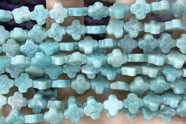 CARV24 15 inches 8mm carved flower amazonite gemstone beads