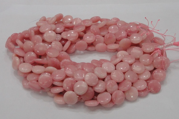 CAS17 15.5 inches 15mm flat round pink angel skin gemstone beads