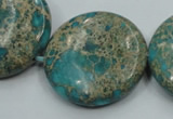 CAT08 15.5 inches 30mm flat round natural aqua terra jasper beads