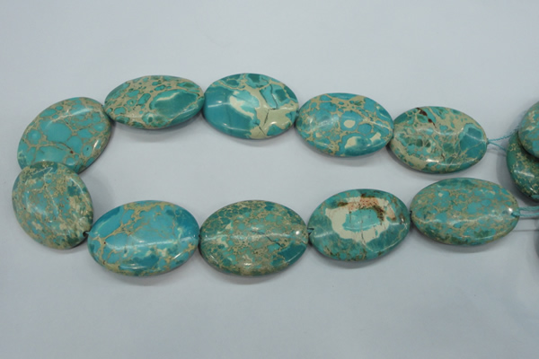 CAT101 15.5 inches 30*40mm oval dyed natural aqua terra jasper beads