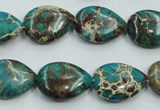 CAT11 15.5 inches 13*18mm flat teardrop natural aqua terra jasper beads