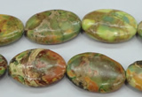 CAT125 15.5 inches 18*25mm oval dyed natural aqua terra jasper beads