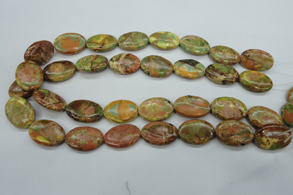 CAT125 15.5 inches 18*25mm oval dyed natural aqua terra jasper beads