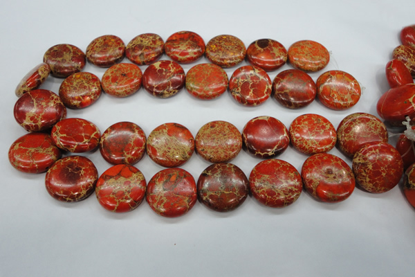 CAT195 15.5 inches 25mm flat round dyed natural aqua terra jasper beads