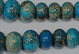 CAT302 15.5 inches 7*10mm – 15*20mm rondelle dyed aqua terra jasper beads