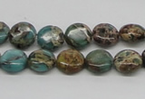 CAT5008 15.5 inches 10mm flat round natural aqua terra jasper beads