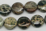 CAT5009 15.5 inches 16mm flat round natural aqua terra jasper beads