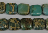 CAT5025 15.5 inches 14*14mm square natural aqua terra jasper beads