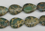 CAT5029 15.5 inches 13*18mm flat teardrop natural aqua terra jasper beads