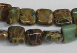 CAT5037 15.5 inches 6*6mm square natural aqua terra jasper beads