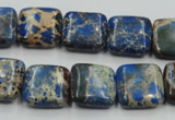 CAT53 15.5 inches 16*16mm square dyed natural aqua terra jasper beads