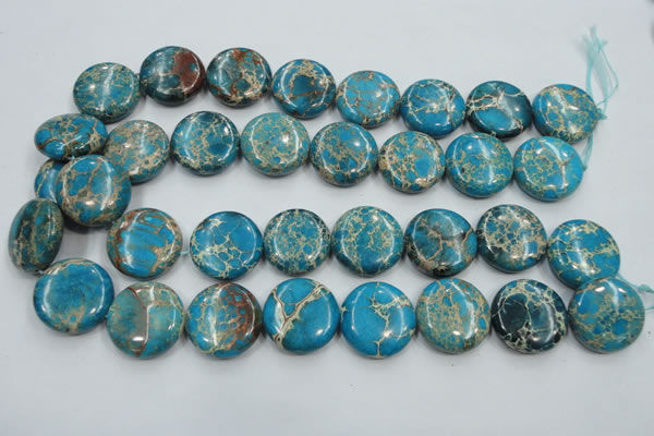 CAT65 15.5 inches 25mm flat round dyed natural aqua terra jasper beads