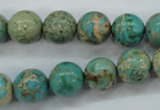 CAT76 15.5 inches 12mm round dyed natural aqua terra jasper beads