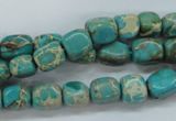 CAT78 15.5 inches 7*9mm nuggets dyed natural aqua terra jasper beads