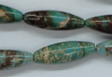 CAT80 15.5 inches 10*30mm rice dyed natural aqua terra jasper beads