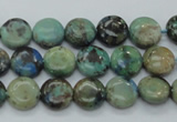 CAZ05 15.5 inches 10mm flat round natural azurite gemstone beads