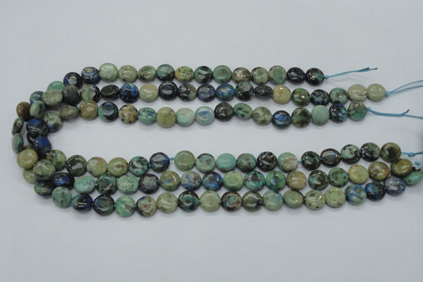 CAZ05 15.5 inches 10mm flat round natural azurite gemstone beads