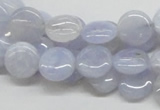 CBC12 15.5 inches 12mm flat round blue chalcedony beads wholesale