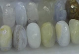 CBC468 15.5 inches 8*14mm faceted rondelle blue chalcedony beads