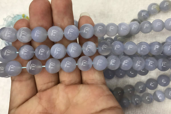 CBC713 15.5 inches 10mm round blue chalcedony beads wholesale