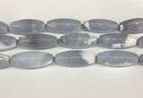 CBC783 15.5 inches 18*45mm rice blue chalcedony beads