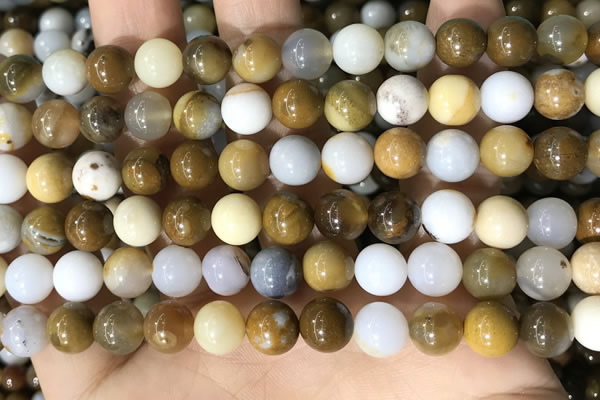 CBC802 15.5 inches 8mm round natural polka dot chalcedony beads