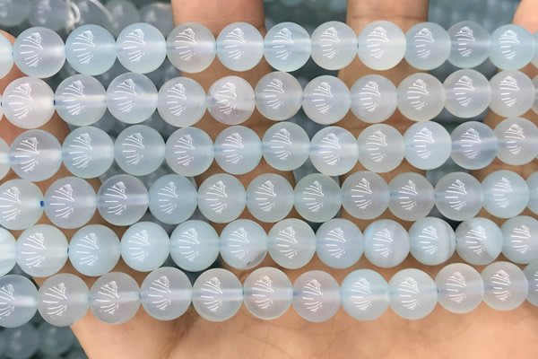 CBC810 15.5 inches 8mm round blue chalcedony gemstone beads