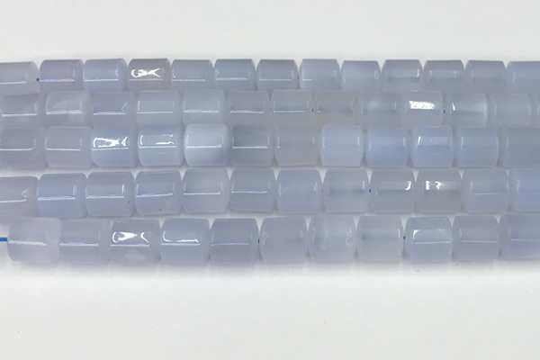 CBC824 15.5 inches 10*11mm tube blue chalcedony gemstone beads