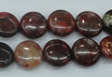 CBD05 15.5 inches 15mm flat round brecciated jasper gemstone beads