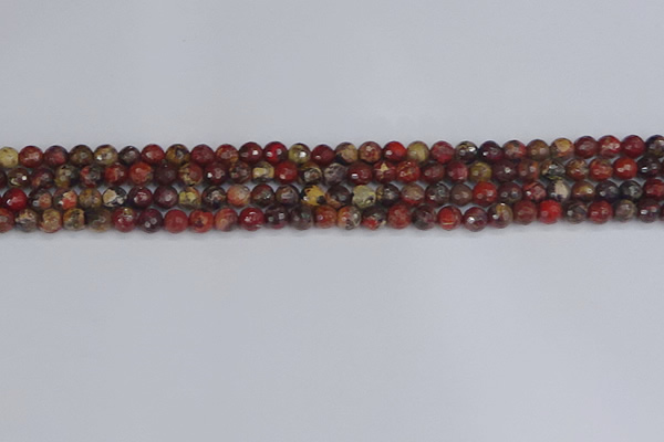 CBD368 15.5 inches 4mm faceted round brecciated jasper beads