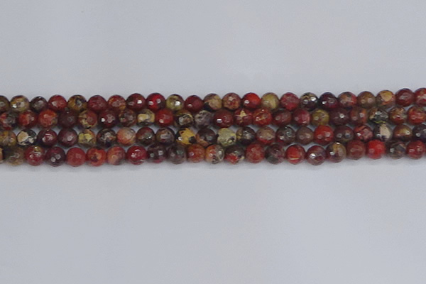 CBD369 15.5 inches 6mm faceted round brecciated jasper beads