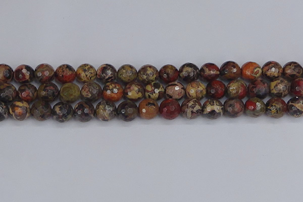 CBD371 15.5 inches 10mm faceted round brecciated jasper beads