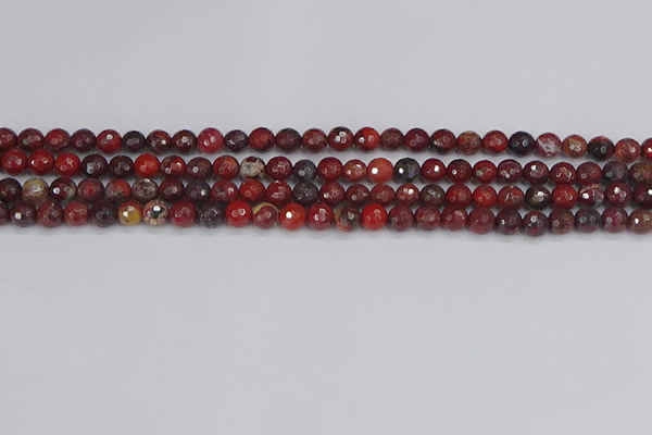 CBD375 15.5 inches 4mm faceted round poppy jasper beads