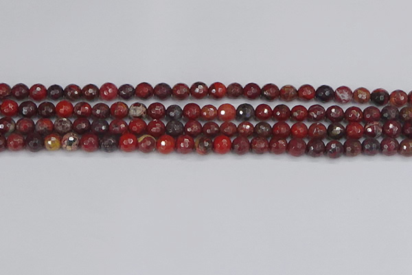 CBD376 15.5 inches 6mm faceted round poppy jasper beads