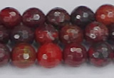 CBD377 15.5 inches 8mm faceted round poppy jasper beads