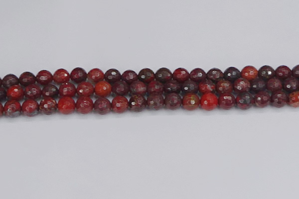 CBD377 15.5 inches 8mm faceted round poppy jasper beads