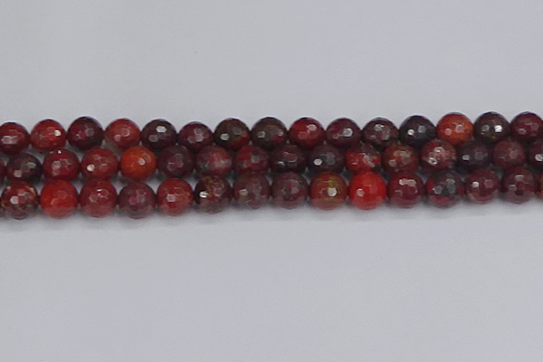 CBD379 15.5 inches 12mm faceted round poppy jasper beads