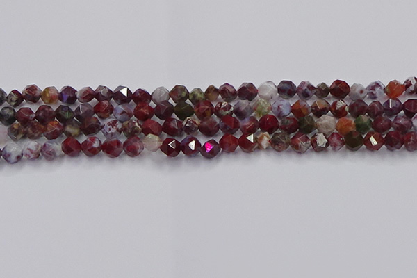 CBD383 15.5 inches 6mm faceted nuggets brecciated jasper beads